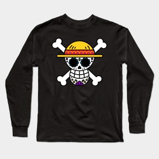 Day Of The Dead Halloween Pirate Anime Manga Skull Long Sleeve T-Shirt